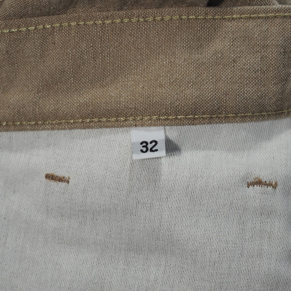 Gustin Jeans Mens 32 Tan Brown Japan Linen Chambray Five Pocket Button Fly Slim - Picture 4 of 11